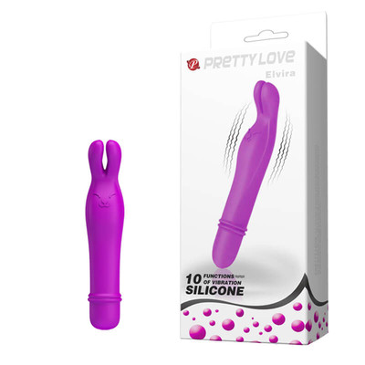 Vibrador em Silicone com Forma de Coelho e 10 Modos de Vibração - Pretty Love Elvira | 13 x 2,6 cm