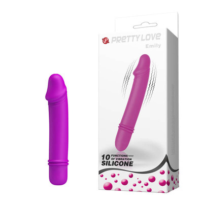 Vibrador em Silicone com Glande Definida e 10 Modos de Vibração - Pretty Love Emily | 9,5 x 2,5 cm