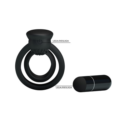 Foto 5 do produto Anel Peniano Duplo para Pênis e Saco Escrotal com Vibro e Estimulador de Clítoris com Texturas Massageadoras - Pretty Love Esther