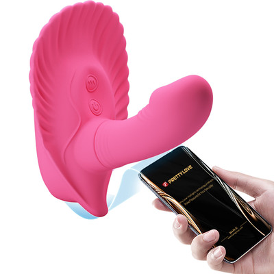 Estimulador em Forma de Concha com Mini Pênis Penetrável, 10 Modos de Vibração e Aplicativo - Pretty Love Fancy Clamshell  | 7,2 x 2,5 cm
