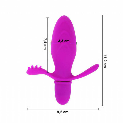 Foto 4 do produto Plug Anal em Silicone com Cerdas e 10 Modos de Vibração - Pretty Love Fitch | 7,4 x 3,3 cm