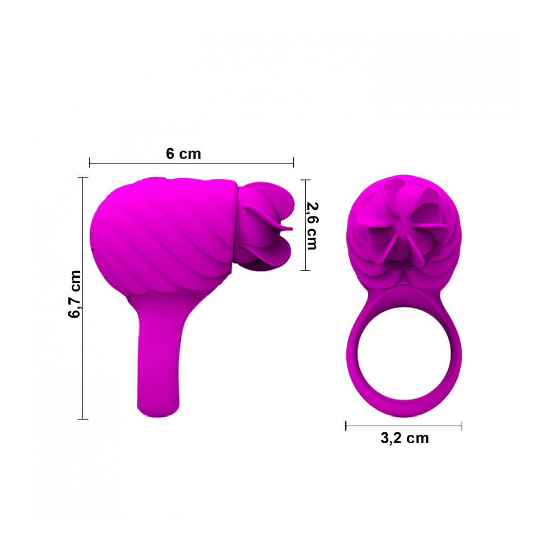 Pretty Love Frances - Anel Peniano em Soft Touch com Estimulador Rotativo - 6,7 x 3,2 cm | Cor: Roxo - 6