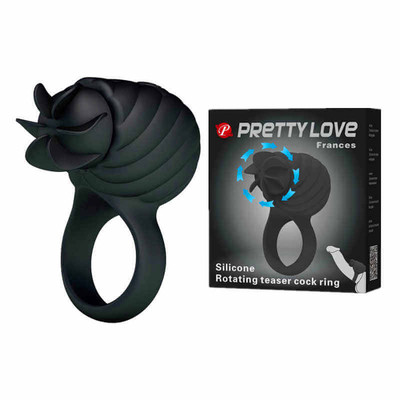 Foto 1 do produto Pretty Love Frances - Anel Peniano em Soft Touch com Estimulador Rotativo - 6,7 x 3,2 cm | Cor: Preto