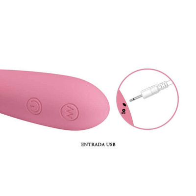Foto 4 do produto Vibrador Estimulador de Ponto G em Silicone com 30 Modos de Vibração e Carregamento via Cabo USB - Pretty Love Grace | 8,5 x 3 cm