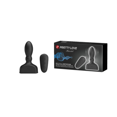 Foto 2 do produto Plug Anal Inflável Recarregável em Silicone com Ventosa, 12 Modos de Vibração, Controle Remoto sem Fio e Função Memória - Pretty Love Harriet | 12,5 x 3,3 cm