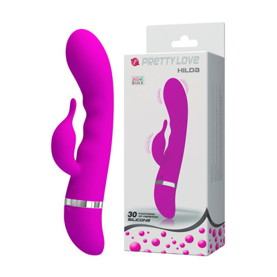 Vibrador de Ponto G com Estimulador Clitoriano, Ondulações e 30 Modos de Vibração - Pretty Love Hilda | 10,5 x 3,2 cm