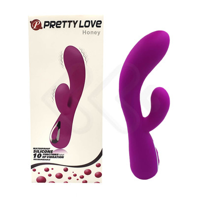 Foto 1 do produto Pretty Love Honey - Vibrador Ponto G Recarregável com Estimulador Clitoriano, 10 Níveis de Vibração e Resistência a Água - 20 x 3,5 cm