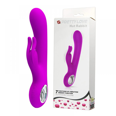 Foto 1 do produto Vibrador Estimulador de ponto G e de Clítoris Recarregável com 7 Modos de Vibração - Pretty Love Hot Rabbit | 19 x 3,5 cm