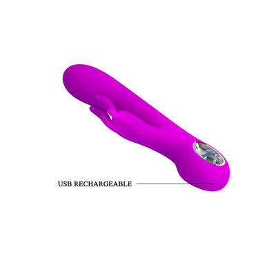 Foto 4 do produto Vibrador Estimulador de ponto G e de Clítoris Recarregável com 7 Modos de Vibração - Pretty Love Hot Rabbit | 19 x 3,5 cm