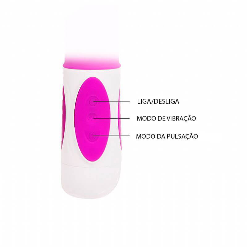 Pretty Love Hugh - Vibrador Ponto G com 4 Intensidades de Pulsação na Ponta e Estimulador Clitoriano com 12 Funções de Vibração - 22,5 x 3,5 cm - 3