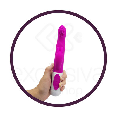 Foto 5 do produto Pretty Love Hugh - Vibrador Ponto G com 4 Intensidades de Pulsação na Ponta e Estimulador Clitoriano com 12 Funções de Vibração - 22,5 x 3,5 cm