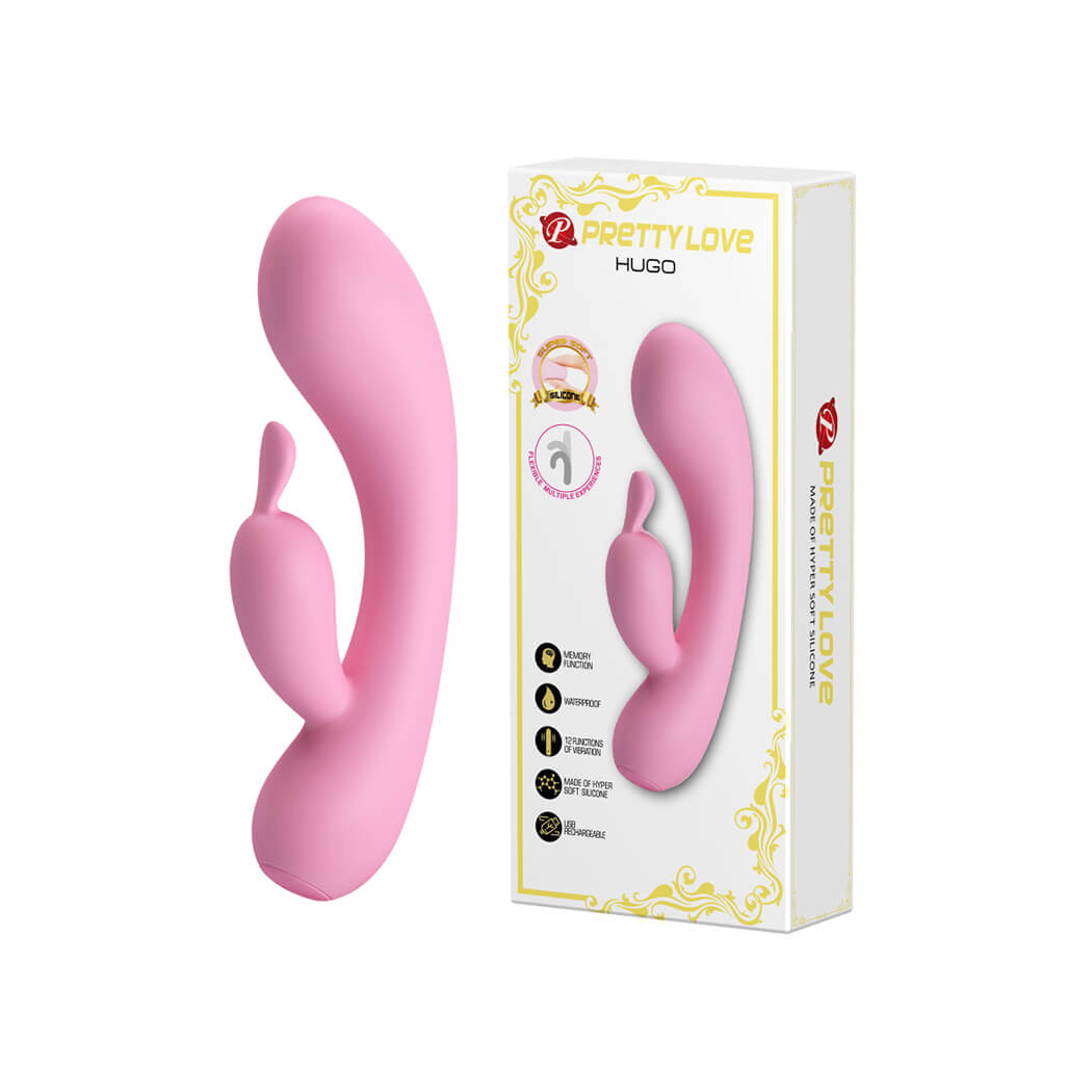 Vibrador Estimulador de Ponto G e de Clítoris em Silicone com 12 Modos de Vibração, Função Memória e Recarregável - Pretty Love Hugo | 17 x 3,8 cm - 1