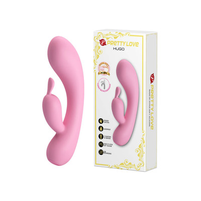 Vibrador Estimulador de Ponto G e de Clítoris em Silicone com 12 Modos de Vibração, Função Memória e Recarregável  - Pretty Love Hugo | 17 x 3,8 cm