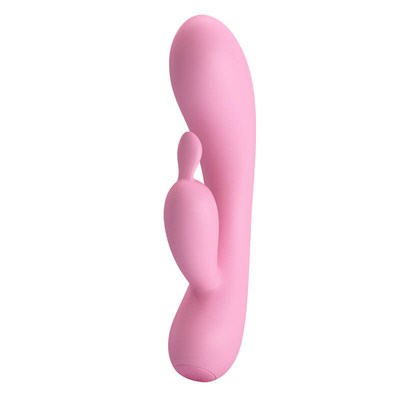 Foto 2 do produto Vibrador Estimulador de Ponto G e de Clítoris em Silicone com 12 Modos de Vibração, Função Memória e Recarregável  - Pretty Love Hugo | 17 x 3,8 cm