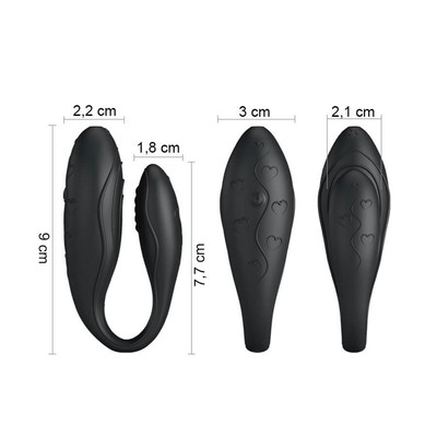 Foto 8 do produto Vibrador Recarregável para Casal com 30 Modos de Vibração, 3 Velocidades e Controle sem Fio - Pretty Love Indulgence Plus | 7,7 x 2,1 cm