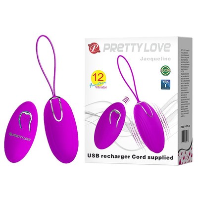 Cápsula Vibratória Recarregável com Controle Remoto e 12 Modos de Vibração - Pretty Love Jacqueline | 8 x 3,8 cm