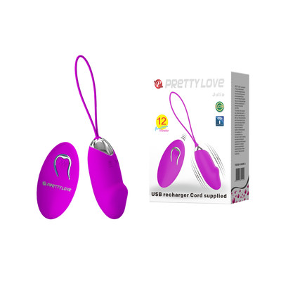 Cápsula Vibratória em Silicone com 12 Modos de Vibração e Controle Remoto Sem Fio, Recarregável Via USB - Pretty Love Julia | 7,3 x 2,8 cm
