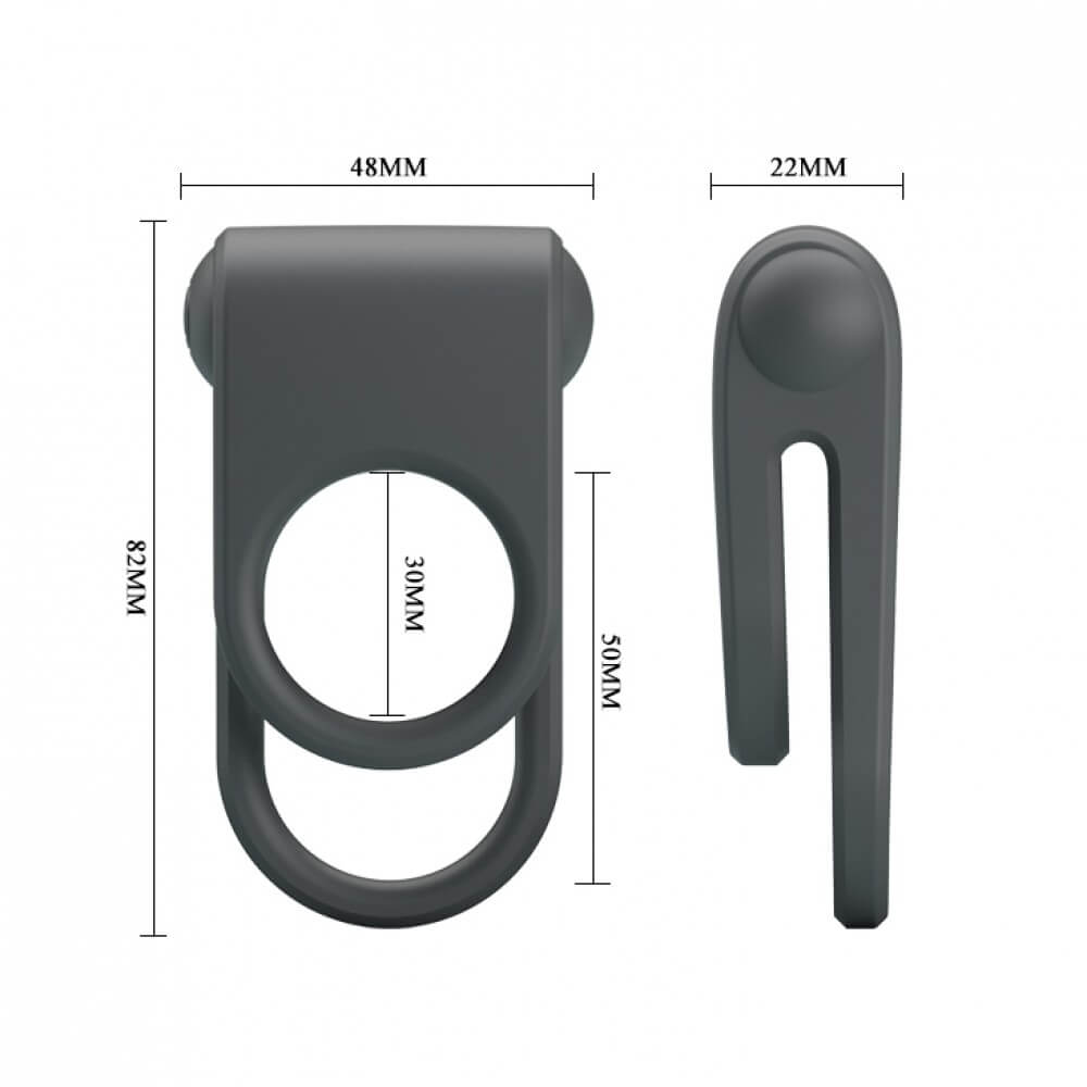 Pretty Love Julie - Anel Peniano Duplo para Pênis e Escroto em Silicone com Estimulador de Clitóris e Vibração - 8,4 x 4,8 cm - 4