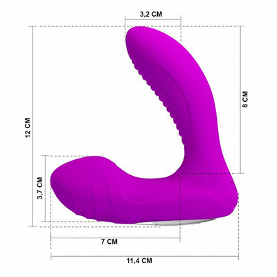 Foto 6 do produto Estimulador de Próstata, Períneo e Ponto G em Silicone com 12 Modos de Vibração e Função Aquecimento - Pretty Love Lillian - 8,6 x 3,2 cm