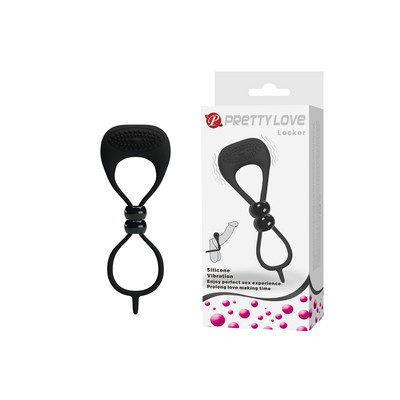 Anel Prolongador de Ereção Duplo para Pênis e Escroto em Silicone com Estimulador de Clitóris e Vibração - Pretty Love Locker | 14 x 5 cm