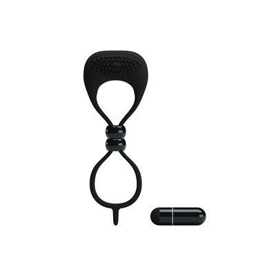 Foto 2 do produto Anel Prolongador de Ereção Duplo para Pênis e Escroto em Silicone com Estimulador de Clitóris e Vibração - Pretty Love Locker | 14 x 5 cm