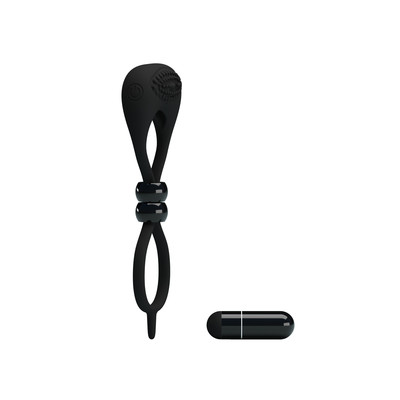 Foto 4 do produto Anel Prolongador de Ereção Duplo para Pênis e Escroto em Silicone com Estimulador de Clitóris e Vibração - Pretty Love Locker | 14 x 5 cm