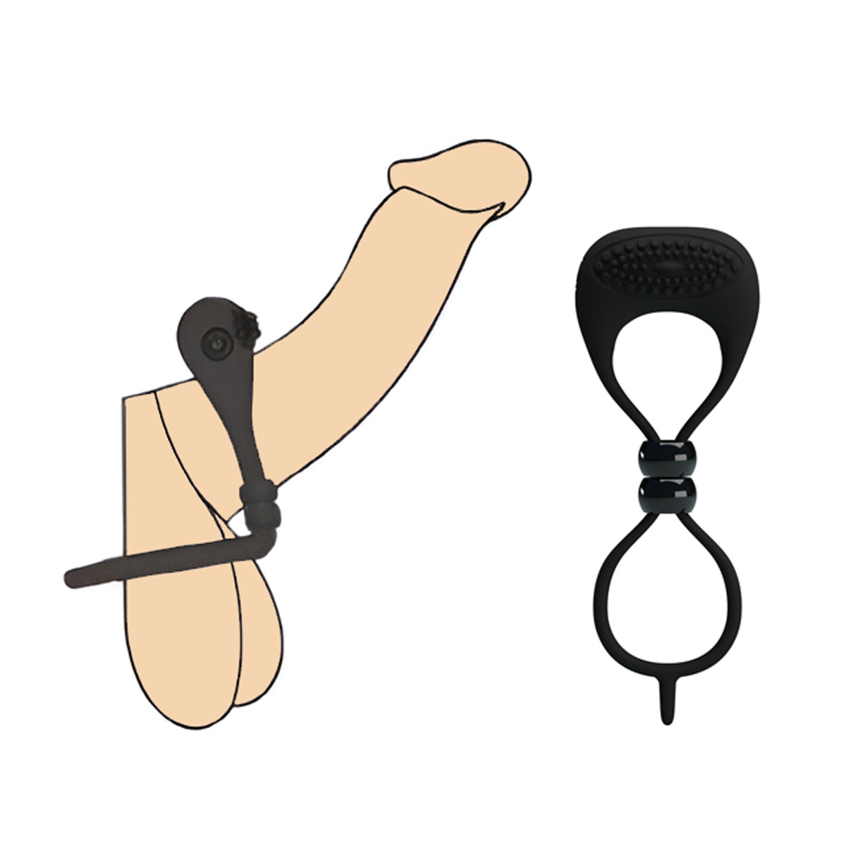 Anel Prolongador de Ereção Duplo para Pênis e Escroto em Silicone com Estimulador de Clitóris e Vibração - Pretty Love Locker | 14 x 5 cm - 5