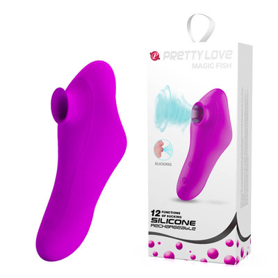 Sugador de Clítoris em Silicone com 12 Modos de Sucção e Recarregável - Pretty Love Magic Fish | 15,5 x 6 cm
