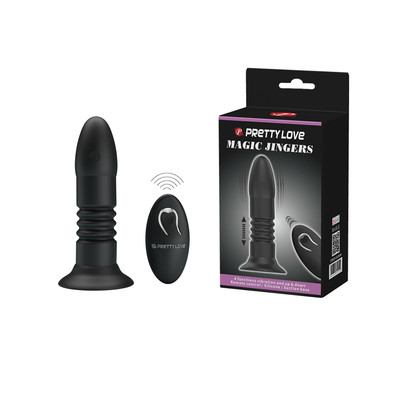 Plug Anal Recarregável em Silicone com Controle Remoto Sem Fio, Função Memória, 4 Modos de Vibração e Movimento Vai e Vem - Pretty Love Magic Jingers | 15 x 3,5 cm