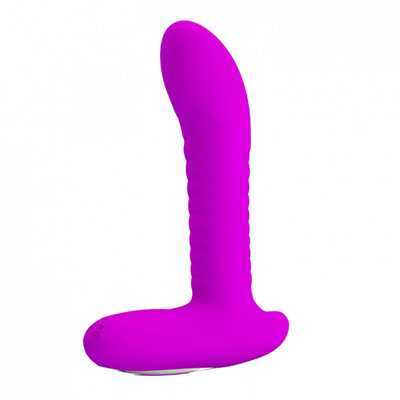 Foto 2 do produto Estimulador de Próstata e Períneo em Silicone Resistente à Água com 12 Modos de Vibração e 3 Funções de Rotações Ambas Silenciosas - Pretty Love Merlin - 16 x 3,4 cm | Cor: Roxo