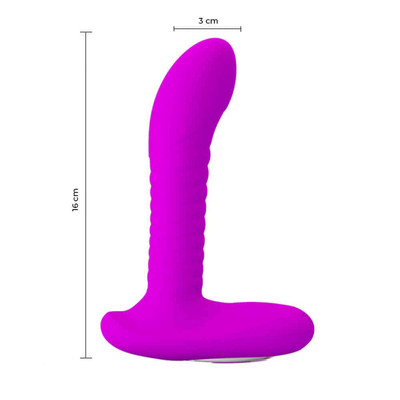 Foto 4 do produto Estimulador de Próstata e Períneo em Silicone Resistente à Água com 12 Modos de Vibração e 3 Funções de Rotações Ambas Silenciosas - Pretty Love Merlin - 16 x 3,4 cm | Cor: Roxo