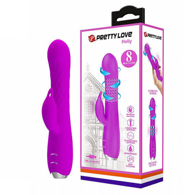 Estimulador de Ponto G e Clitóris em Silicone com 12 Níveis de Vibração e 3 Modos Rotação - Pretty Love Molly - 20,5 x 3,8 cm | Disponível em 2 Cores