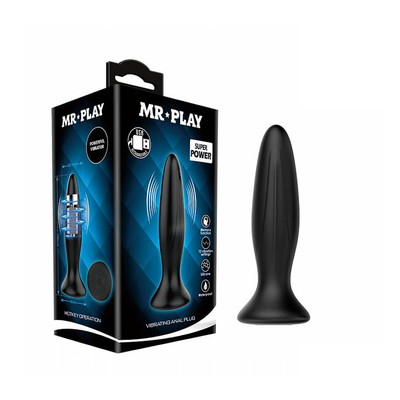 Massageador Plug Anal com Vibro Recarregável em Silicone com 12 Modos de Vibrações - Pretty Love Mr Play - 10,3 x 3,2 cm