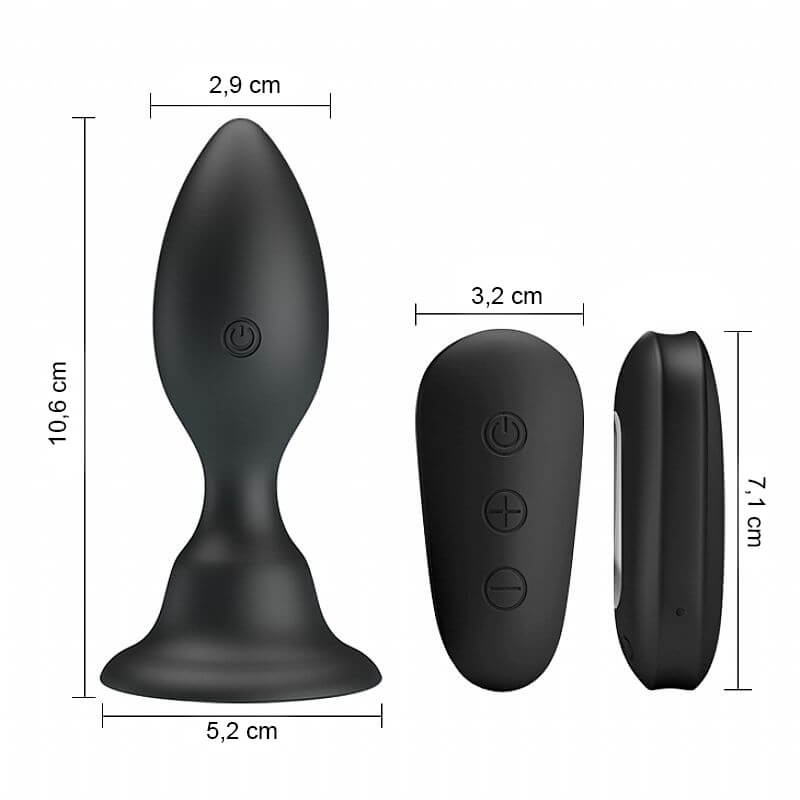 Plug Anal com Vibro Recarregável em Silicone com Controle Remoto - Pretty Love Mr Play | 7,2 x 2,9 cm - 2