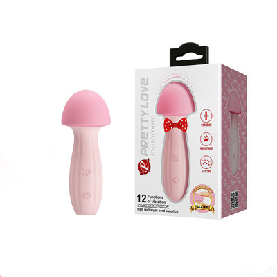 Vibrador com Formato de Cogumelo em Silicone, 12 Modos de Vibração e Recarregável - Pretty Love Mushroom | 13,2 x 4,9 cm