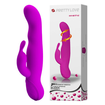 Pretty Love Mystic - Vibrador Rotativo Recarregável com Estimulador Clitoriano e Ponto G, Possui 30 Modos de Vibração e 7 Modos de Rotação - 23 x 3,5 cm
