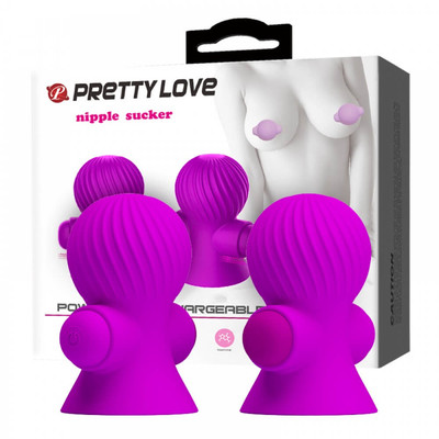 Foto 1 do produto Pretty Love Nipple Sucker - Estimulador Duplo de Mamilos Recarregável com Sucção e 12 Modos de Vibração - 7,5 x 4,5 cm