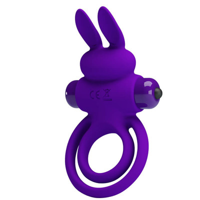 Foto 4 do produto Anel Peniano e Escrotal com Estimulador de Clítoris em Forma de Coelho e 10 Modos de Vibração - Pretty Love Penis Ring III - 11,5 x 6,5 cm | Disponível em 2 Cores