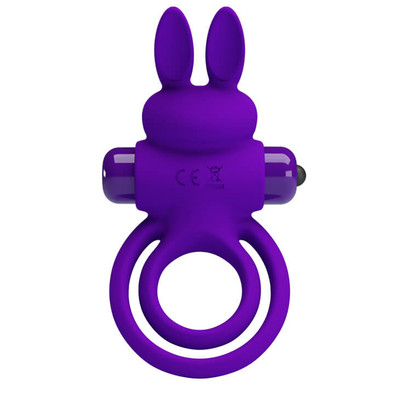 Anel Peniano e Escrotal com Estimulador de Clítoris em Forma de Coelho e 10 Modos de Vibração - Pretty Love Penis Ring III - 11,5 x 6,5 cm | Disponível em 2 Cores