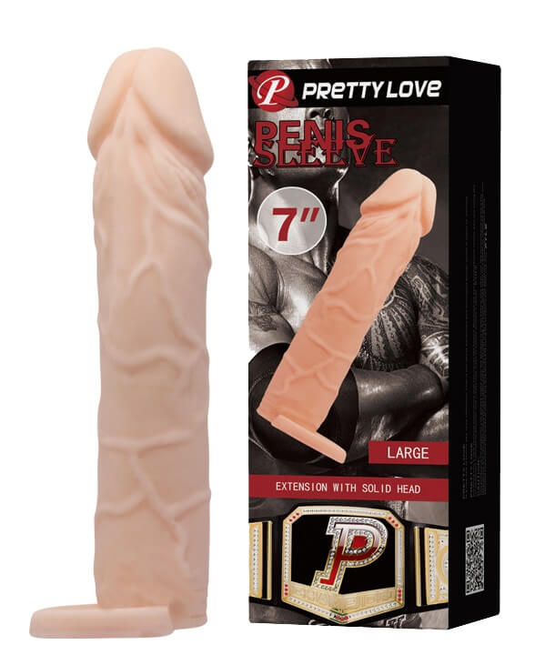 Capa Peniana Extensora em TPR com Preenchimento na Ponta e Anel Escrotal - Pretty Love Penis Sleeve | 11,5 x 3,0 cm - 1