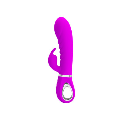 Foto 2 do produto Vibrador Estimulador de Ponto G e de Clítoris em Silicone Super Macio com 7 Modos de vibrações, Função Memória e Recarregável - Pretty Love Prescott | 11 x 3,9 cm