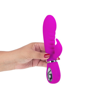 Vibrador Estimulador de Ponto G e de Clítoris em Silicone Super Macio com 7 Modos de vibrações, Função Memória e Recarregável - Pretty Love Prescott | 11 x 3,9 cm