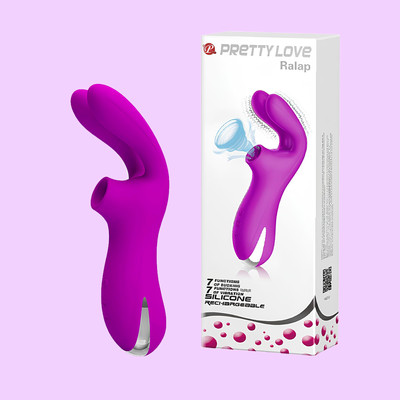 Foto 1 do produto Estimulador de Clítoris Recarregável em Silicone com 7 Modos de Vibração e 7 Modos de Sucção - Pretty Love Ralap - 17 x 4 cm | Disponível em 2 Cores