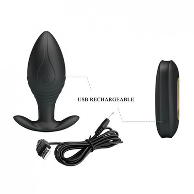 Foto 6 do produto Plug Anal Recarregável com 12 Modos de Vibração, Controle Remoto sem Fio - Pretty Love Regina | 8,8  x 3,3 cm