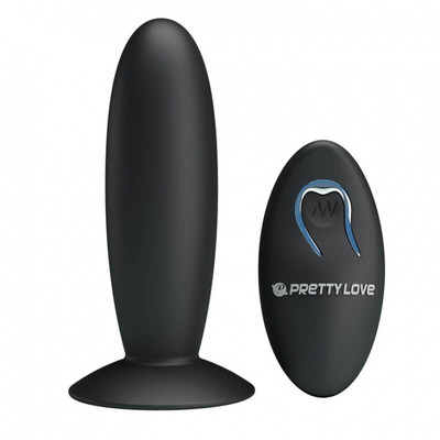 Foto 2 do produto Pretty Love Remote Control Vibrating - Plug Anal Recarregável em Soft Touch com Ventosa e 12 Modos de Vibração - 10 x 3 cm