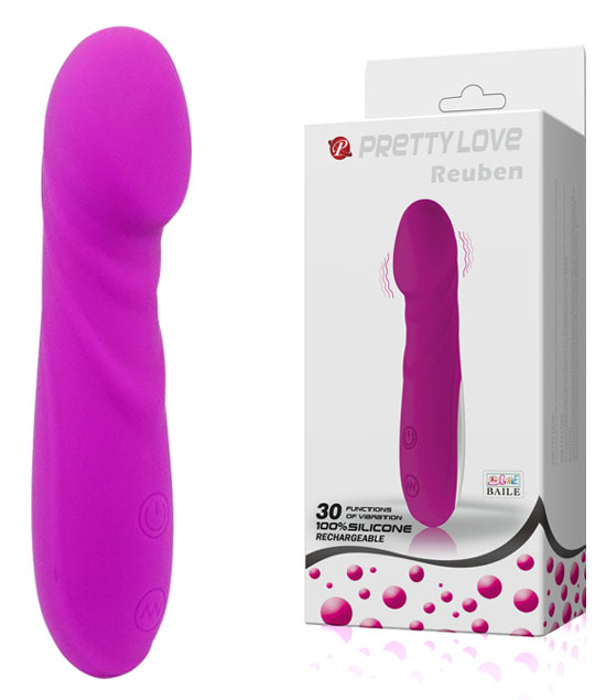 Vibrador Recarregável em Soft Touch com 30 Funções de Vibração, à Prova D'Água - Pretty Love Reuben  | 13,5 x 3 cm - 1