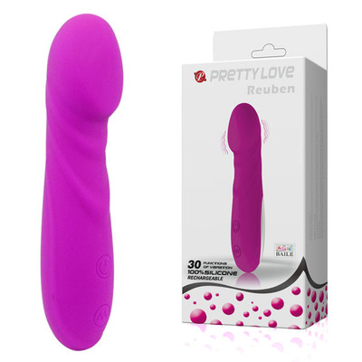 Vibrador Recarregável em Soft Touch com 30 Funções de Vibração, à Prova D'Água - Pretty Love Reuben  | 13,5 x 3 cm