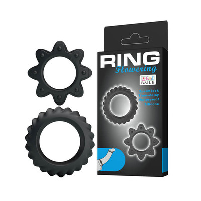Pretty Love Ring Flowering - Kit com 2 Anéis Penianos em Silicone com Formatos Diferentes - 4,7 x 1 cm