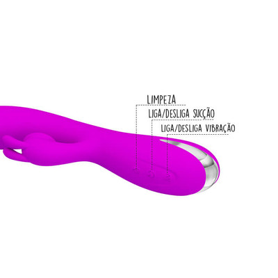 Foto 5 do produto Vibrador Estimulador de Ponto G e Clítoris em Silicone com 7 Modos de Vibração, Sucção e Recarregável - Pretty Love Sam | 21 x 3,5 cm