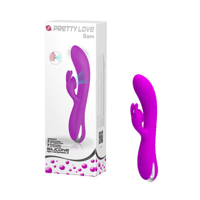 Vibrador Estimulador de Ponto G e Clítoris em Silicone com 7 Modos de Vibração, Sucção e Recarregável - Pretty Love Sam | 21 x 3,5 cm